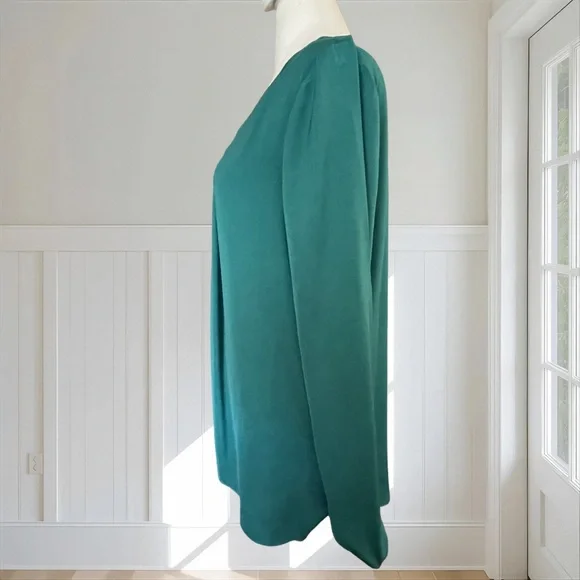 APT. 9 Women's Teal Lucky Shot Embellished V-Neck Satin Blouse Top Size Medium - Picture 7 of 15